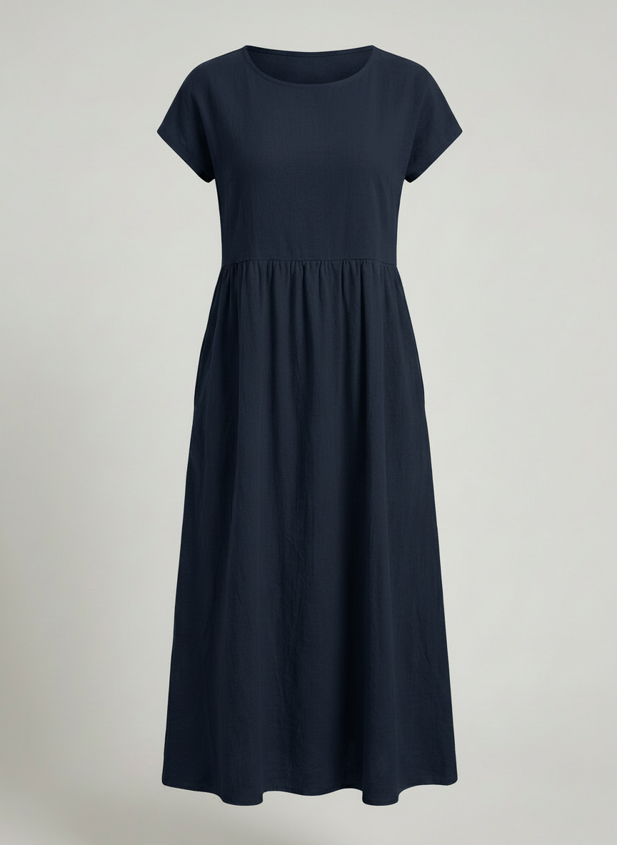 Giselle | Cap Sleeve Cotton Maxi Dress with Pockets