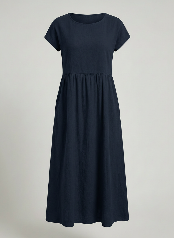 Giselle | Cap Sleeve Cotton Maxi Dress with Pockets