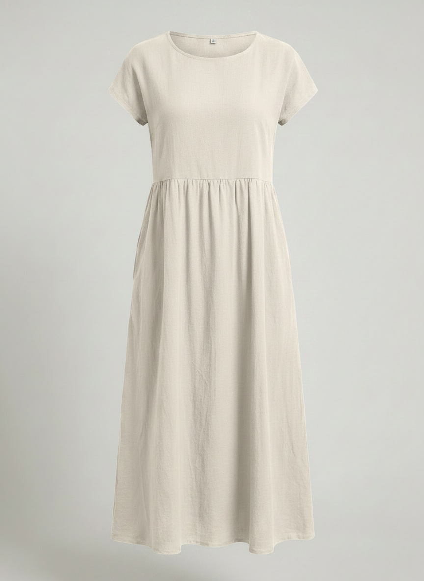 Giselle | Cap Sleeve Cotton Maxi Dress with Pockets