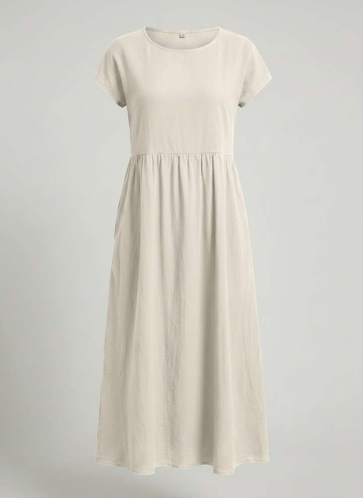 Giselle | Cap Sleeve Cotton Maxi Dress with Pockets