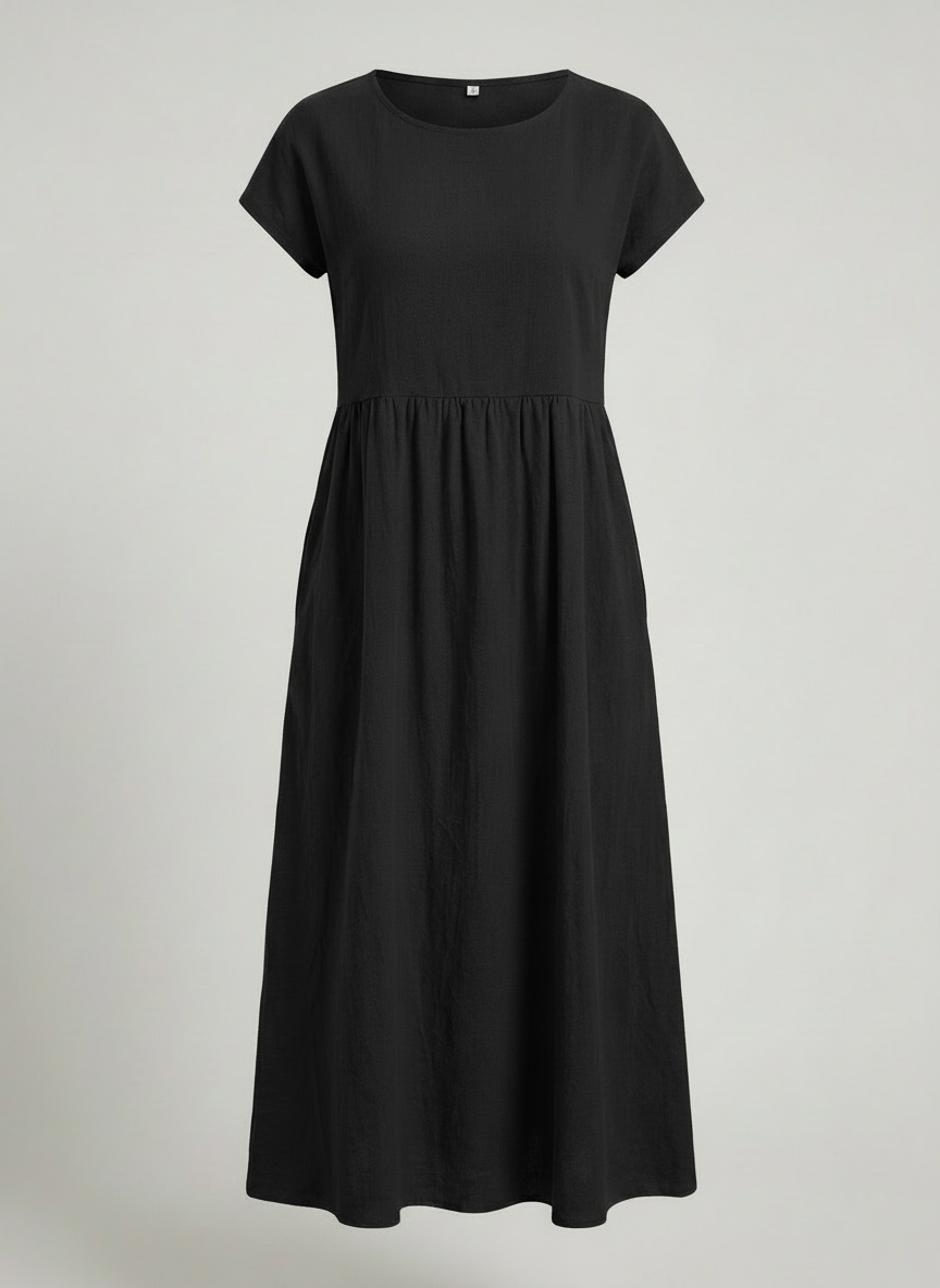 Giselle | Cap Sleeve Cotton Maxi Dress with Pockets