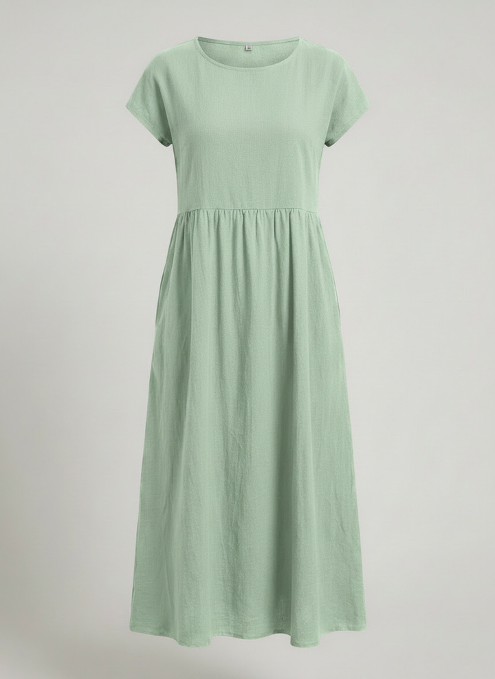 Giselle | Cap Sleeve Cotton Maxi Dress with Pockets