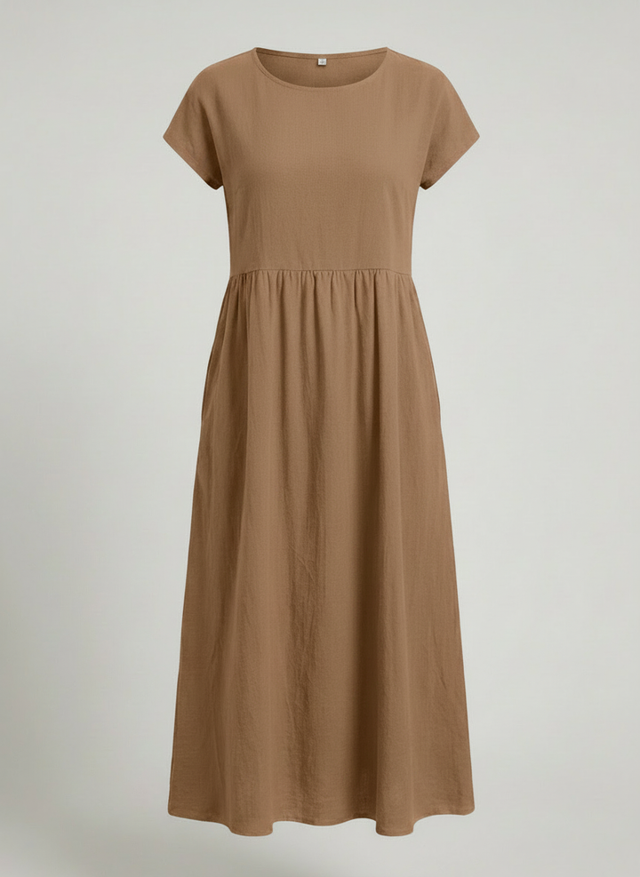 Giselle | Cap Sleeve Cotton Maxi Dress with Pockets