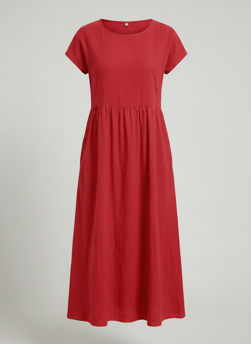 Giselle | Cap Sleeve Cotton Maxi Dress with Pockets