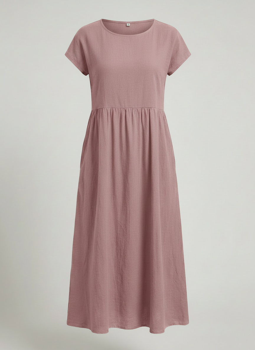 Giselle | Cap Sleeve Cotton Maxi Dress with Pockets