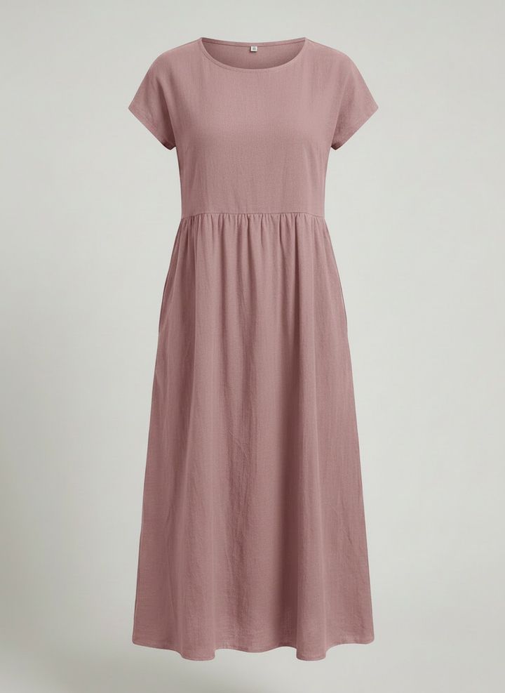 Giselle | Cap Sleeve Cotton Maxi Dress with Pockets