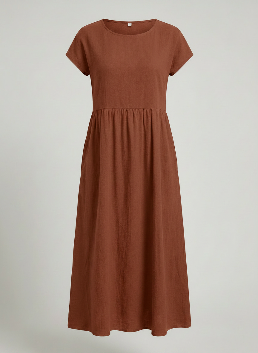 Giselle | Cap Sleeve Cotton Maxi Dress with Pockets