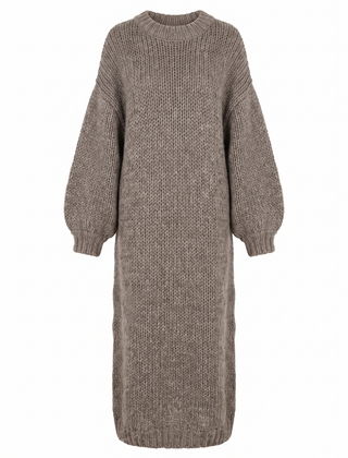 Ramona | Women's Chunky-Knit Balloon-Sleeve Maxi Dress front