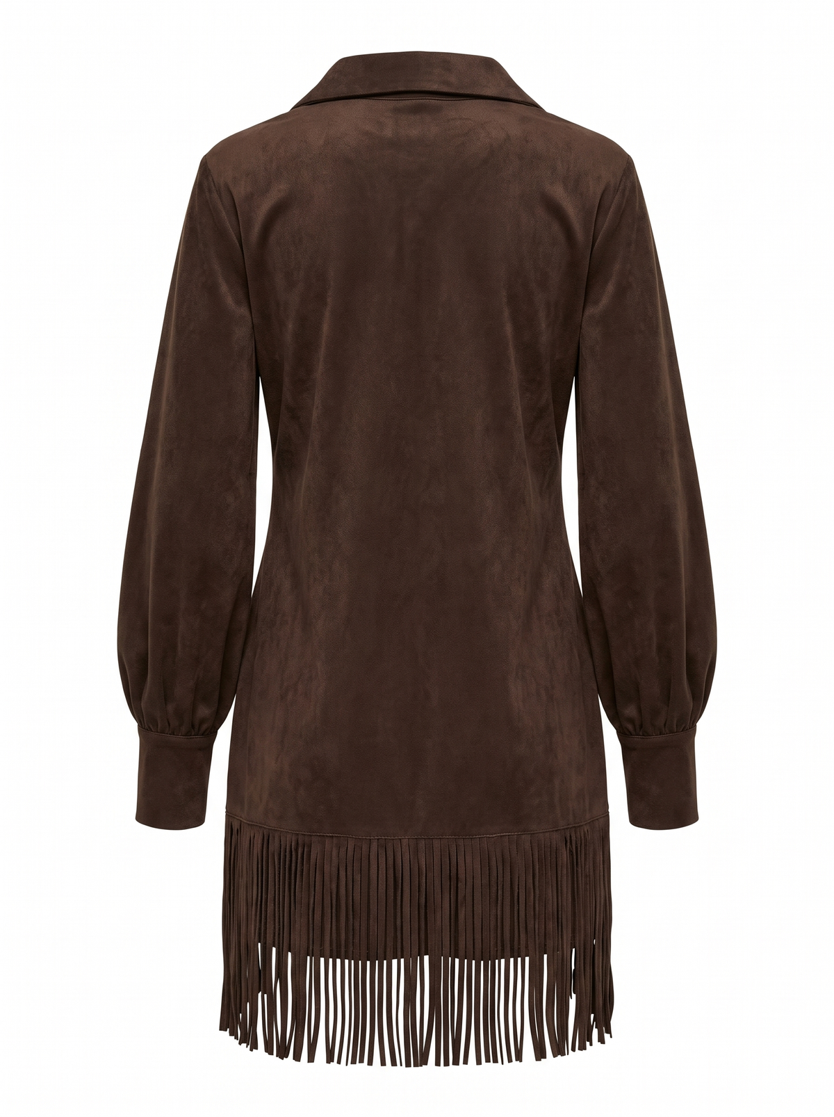 Regina-Isabelle | Women's Faux-Suede Fringe-Hem Shirt Dress back