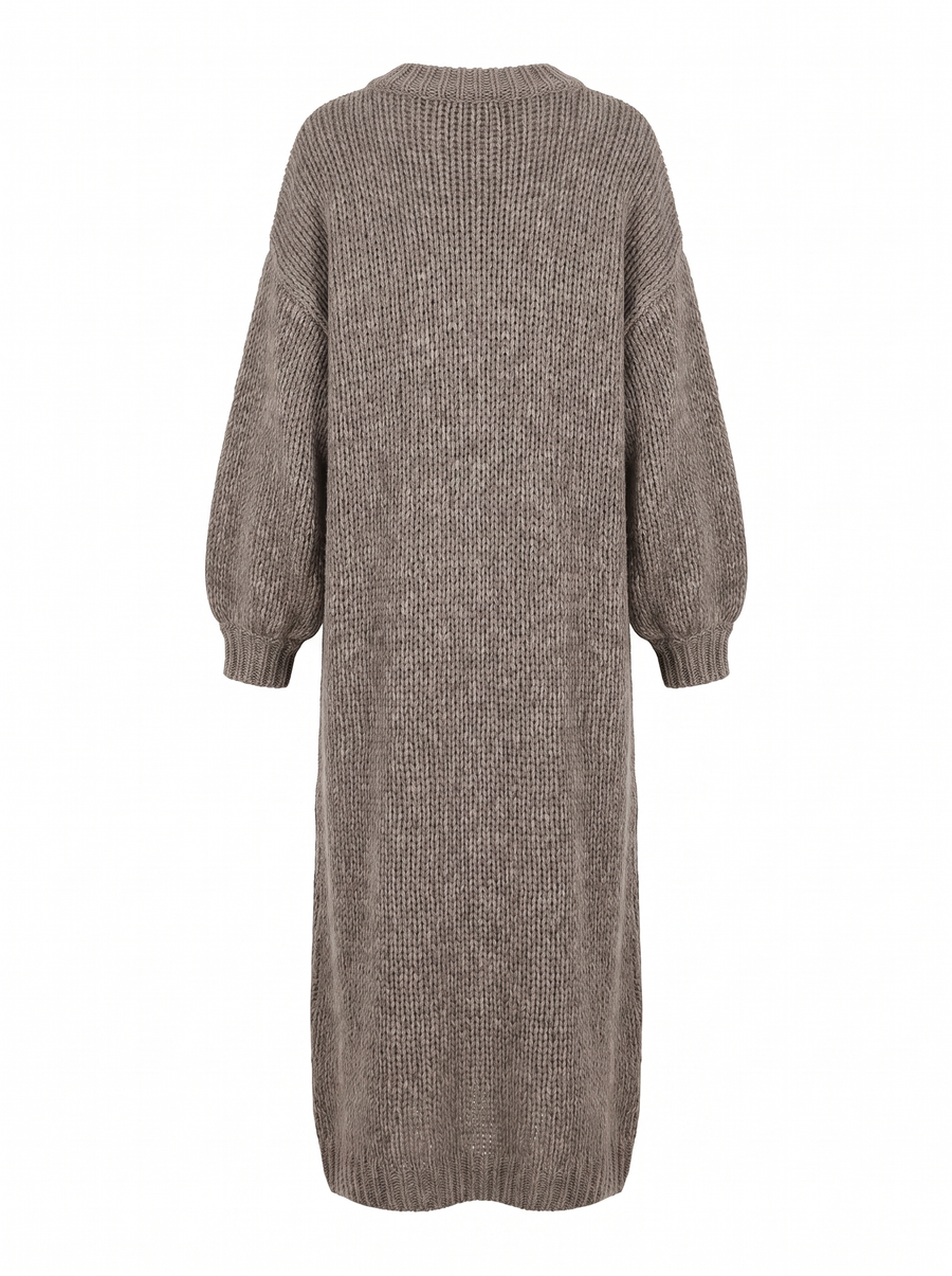 Ramona | Women's Chunky-Knit Balloon-Sleeve Maxi Dress back