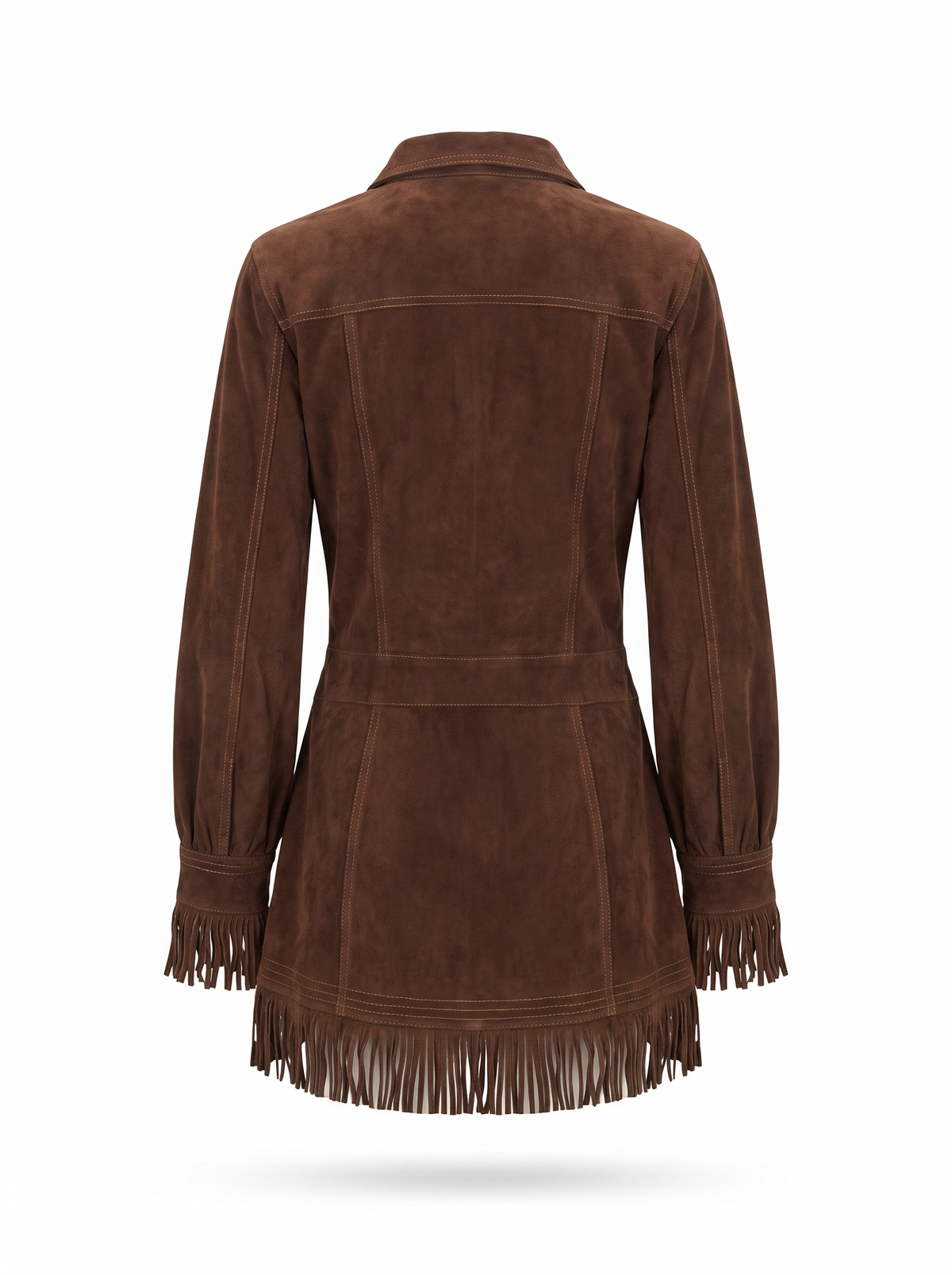 Hilda | Women's Suede Fringe Half-Zip Mini Dress back