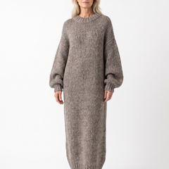 Ramona | Women's Chunky-Knit Balloon-Sleeve Maxi Dress on model