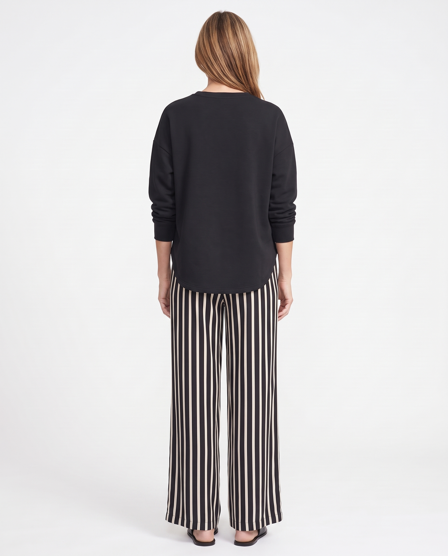 Stella | Women's Relaxed Top & Striped Wide-Leg Pants Set - back