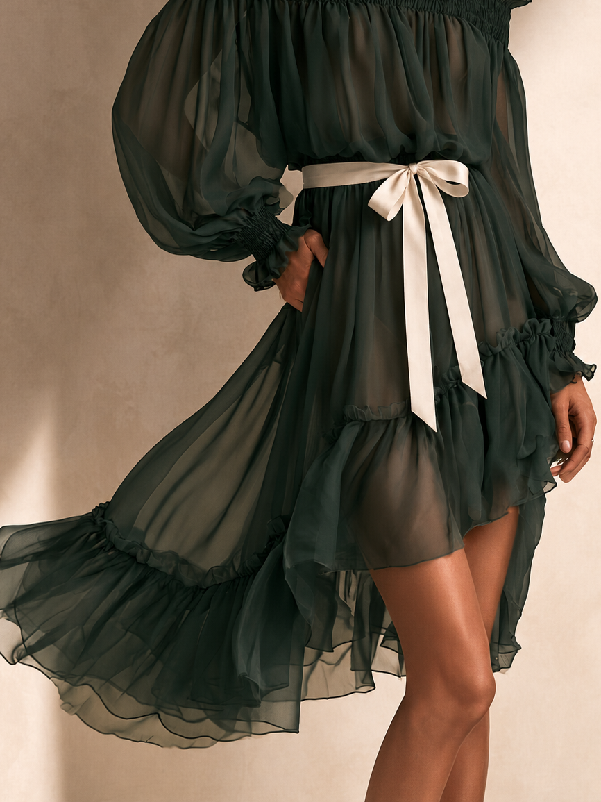 Marisol | Women's Off-Shoulder Ruffle Midi Dress