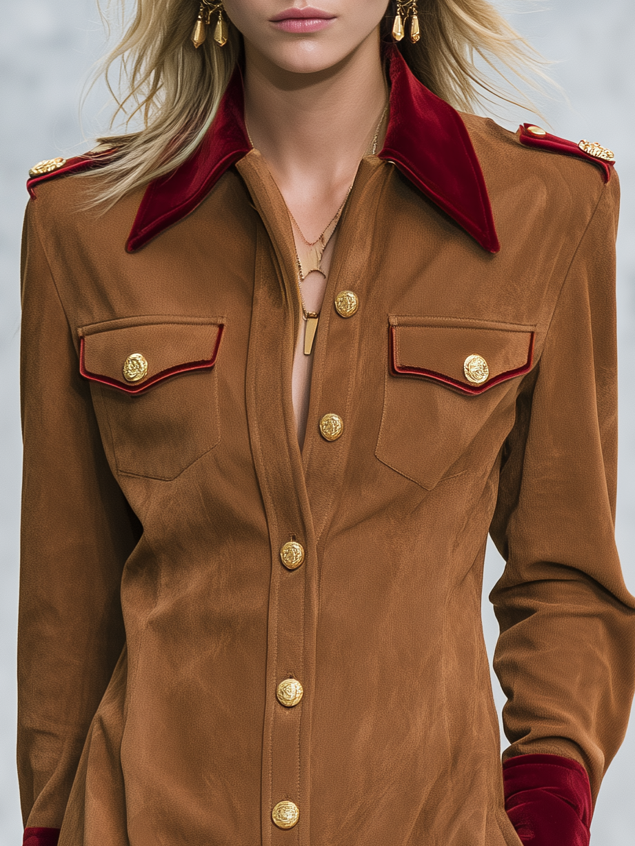 Dakota | Women's Velvet-Collar Suede Shirt Dress