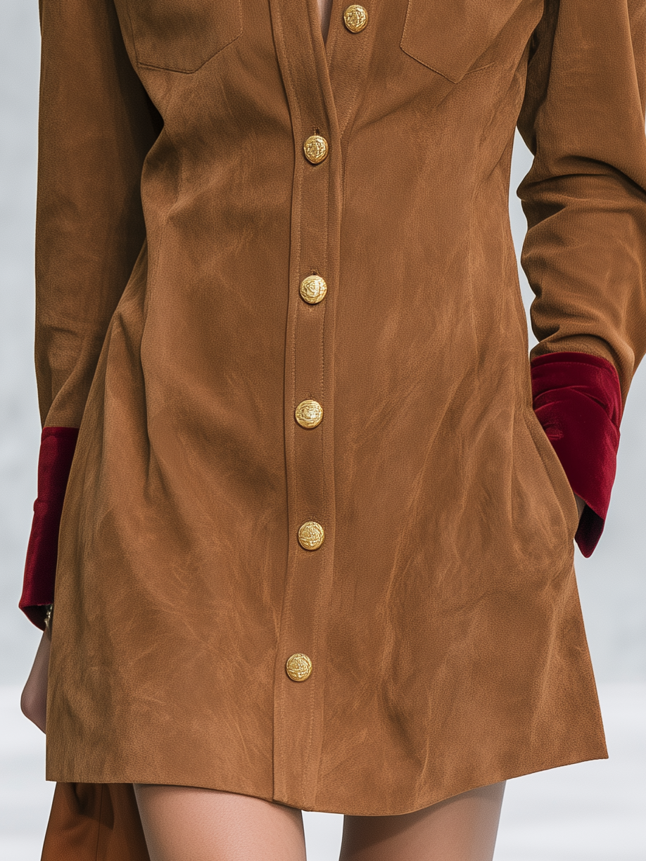 Dakota | Women's Velvet-Collar Suede Shirt Dress