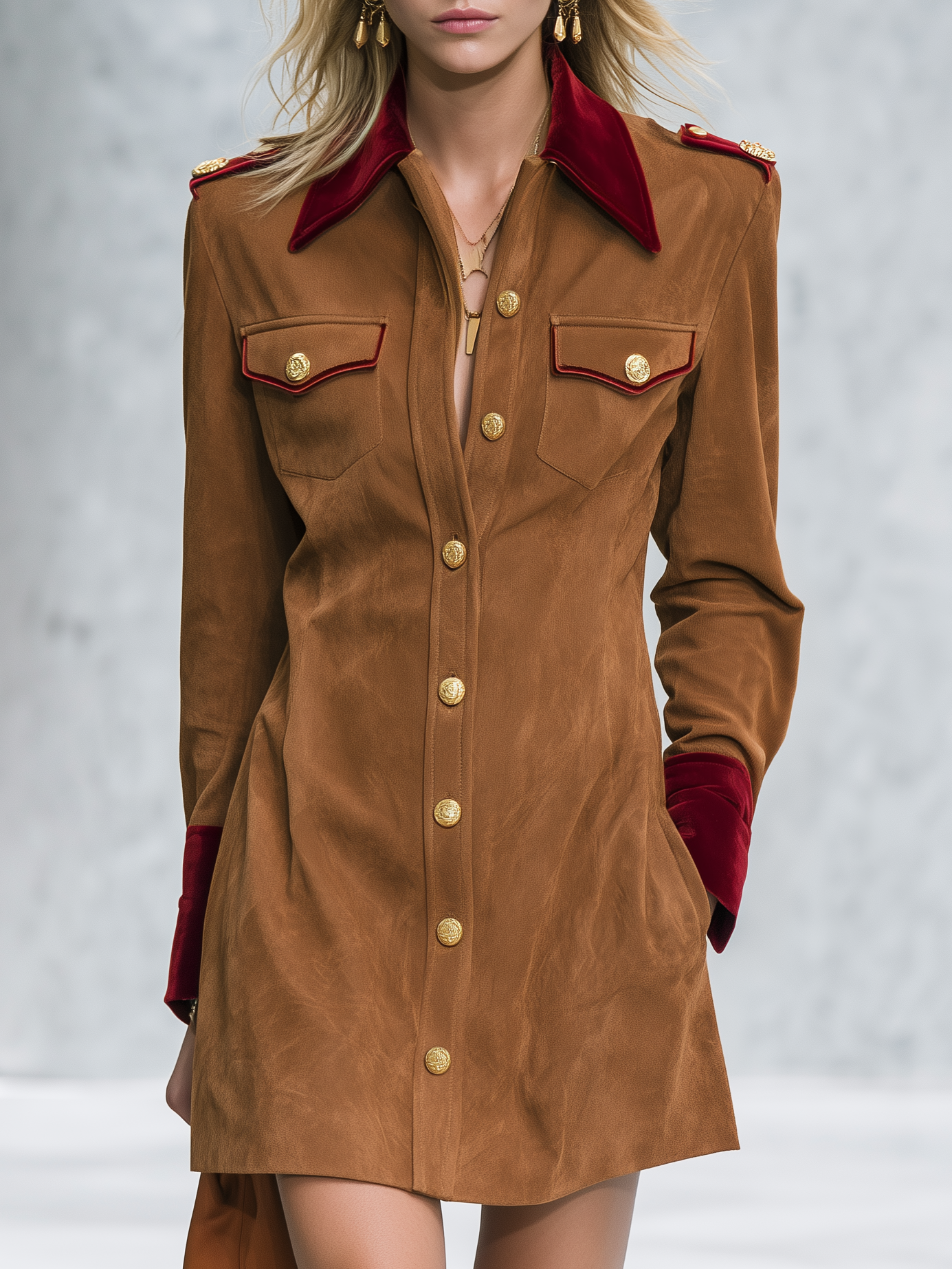 Dakota | Women's Velvet-Collar Suede Shirt Dress