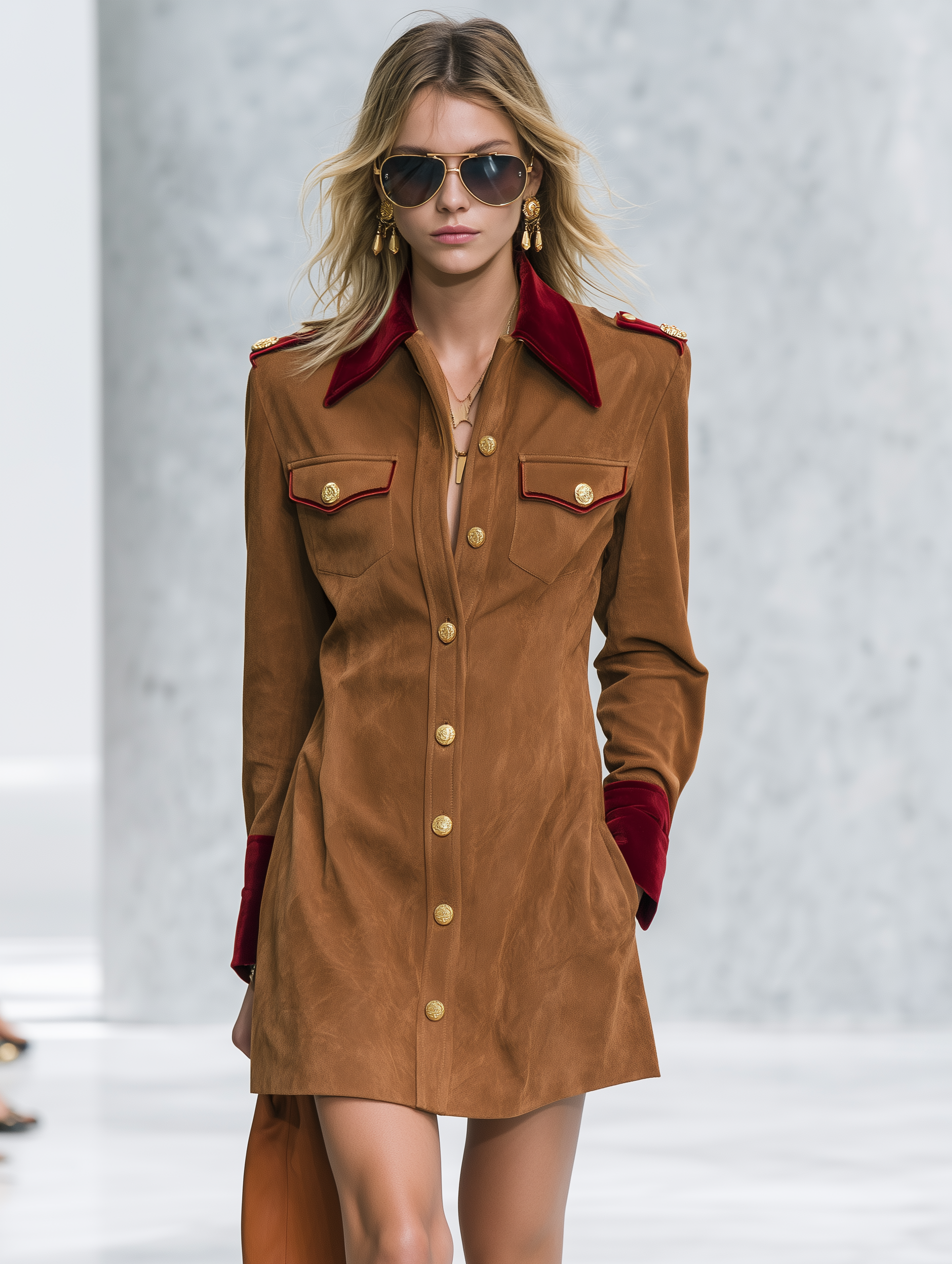 Dakota | Women's Velvet-Collar Suede Shirt Dress