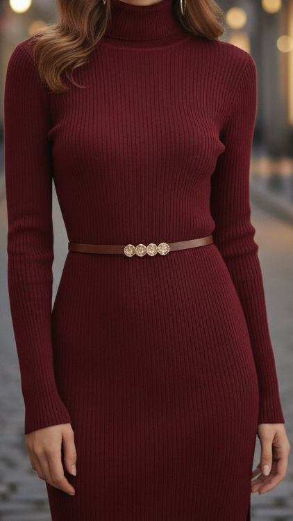 Marisol | Women's Turtleneck Bodycon Midi Dress