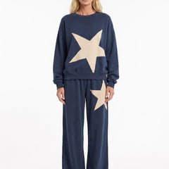 Ivy Women's Star-Print Sweatshirt & Wide-Leg Pants Set