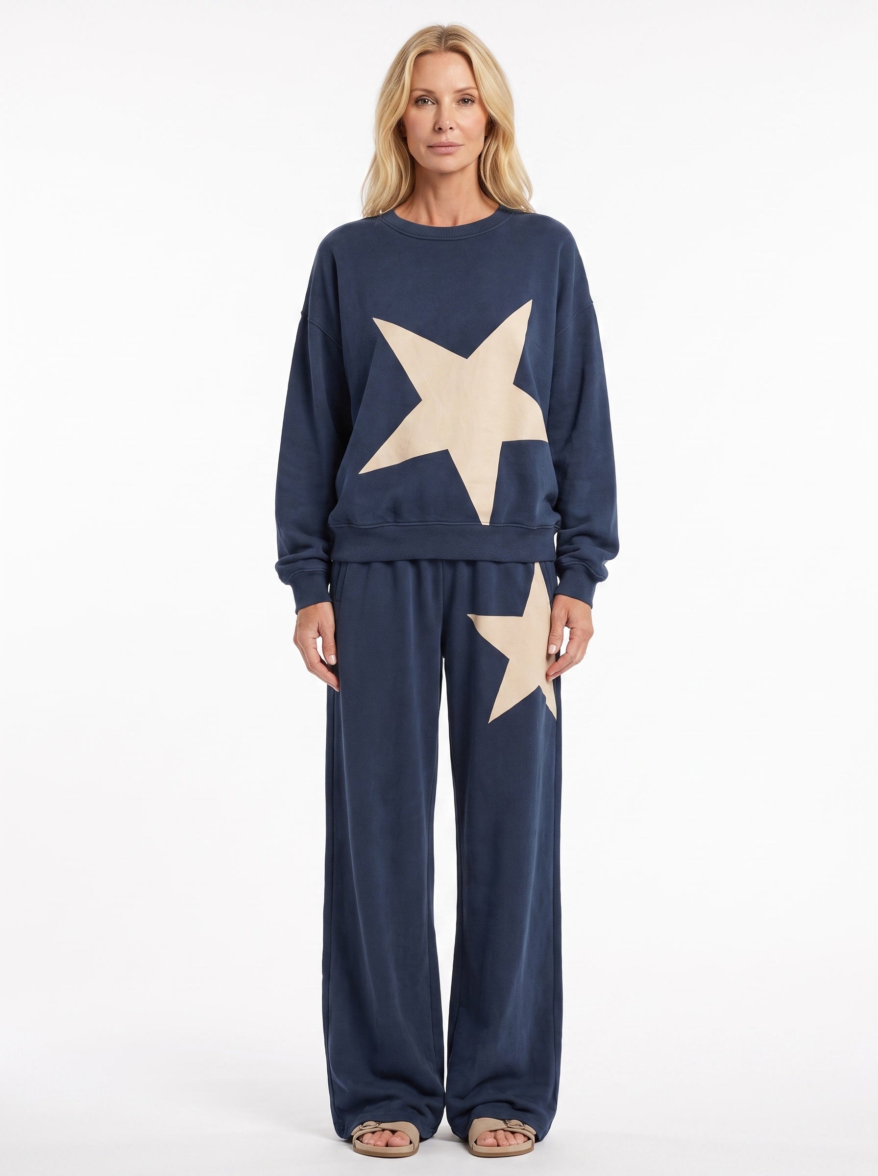 Ivy Women's Star-Print Sweatshirt & Wide-Leg Pants Set