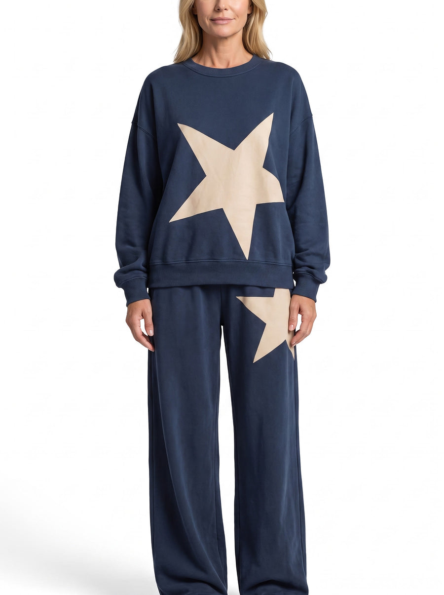 Ivy Women's Star-Print Sweatshirt & Wide-Leg Pants Set