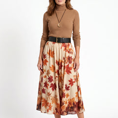 Stella Women's Ribbed Knit Top & Pleated Midi Skirt Set