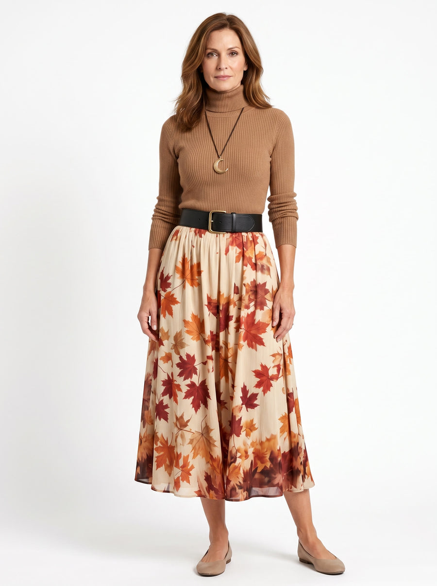 Stella Women's Ribbed Knit Top & Pleated Midi Skirt Set