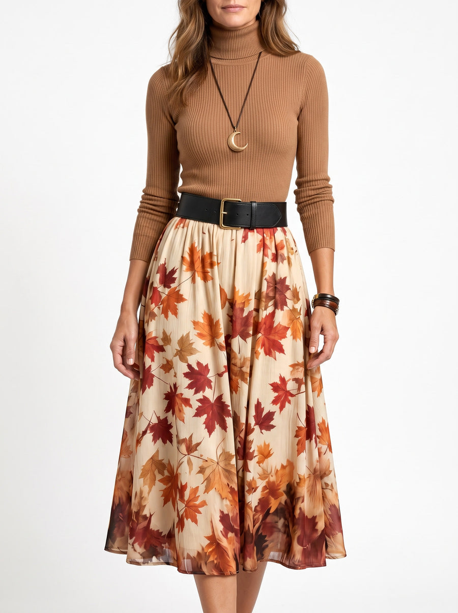 Stella Women's Ribbed Knit Top & Pleated Midi Skirt Set