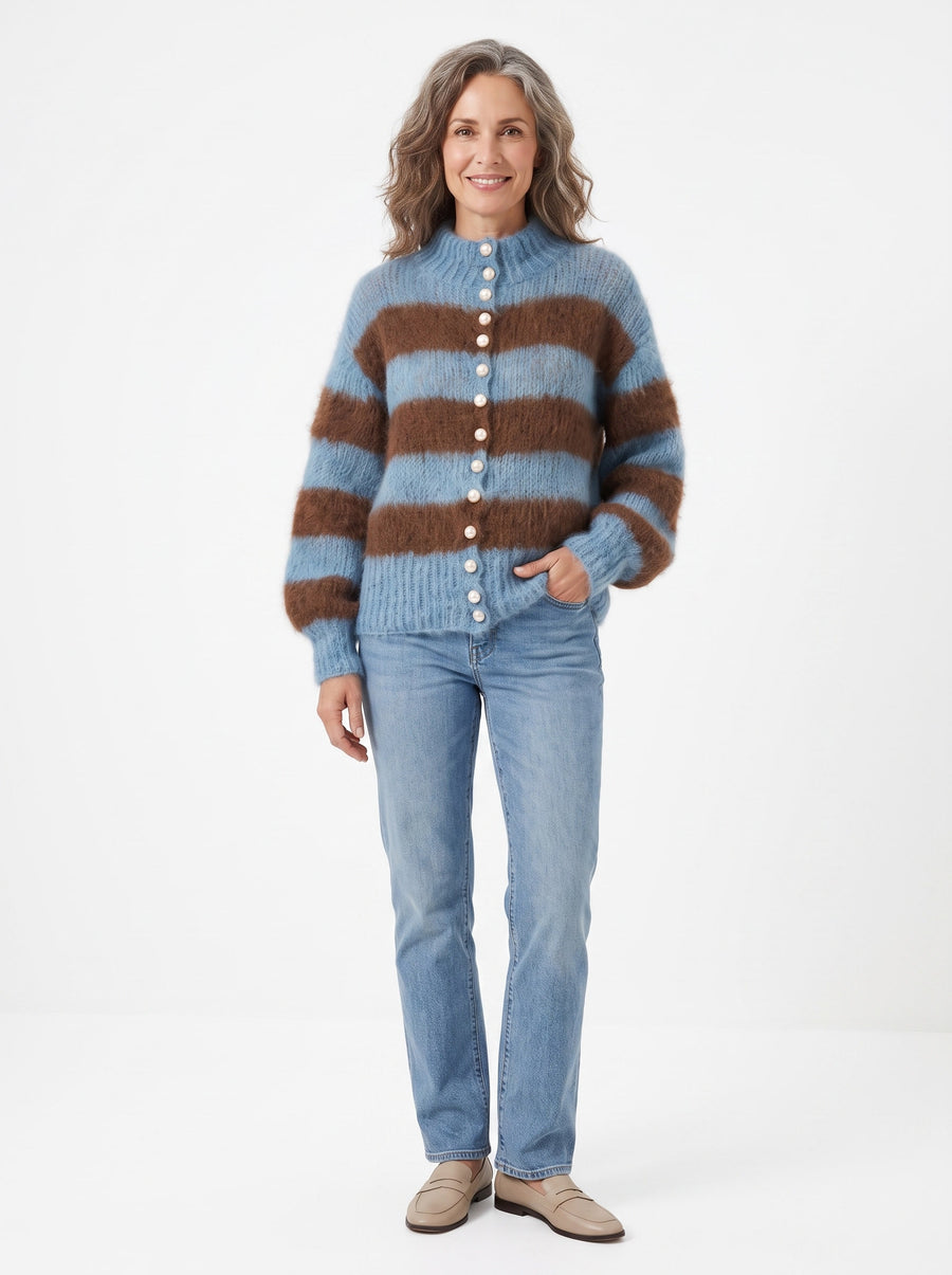 Mavis Women's Striped Long-Haired Knit Cardigan