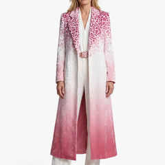Lucille Women's Ombre Leopard Print Velvet Trench Coat