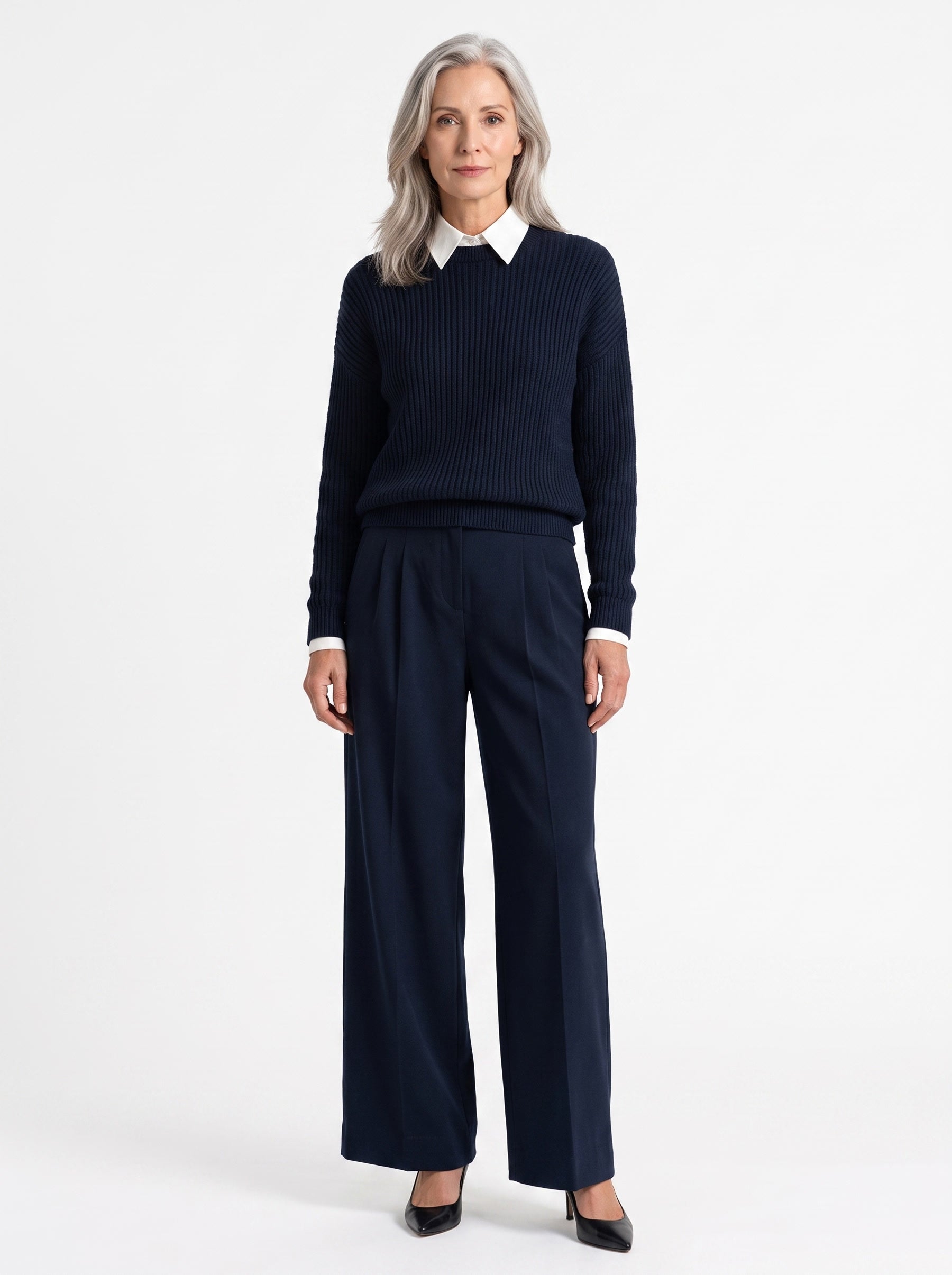Mercedes Women's Faux-Layered Knit Top & Trouser Set