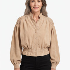 Maureen Women's Apricot Suede Cropped Jacket