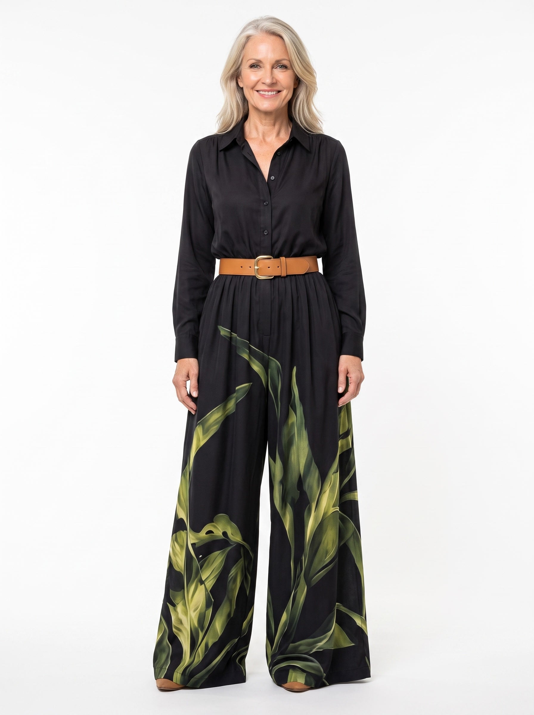 Miriam Women's Tropical Print Button-Front Jumpsuit