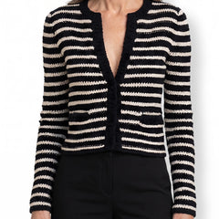 Petra Women's Striped Open-Front Knit Cardigan