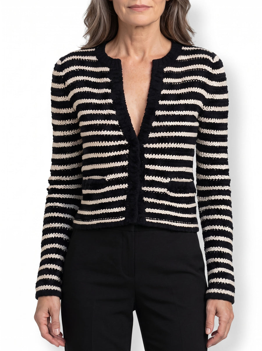 Petra Women's Striped Open-Front Knit Cardigan