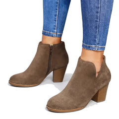Roberta women's taupe suede block heel Chelsea ankle boots