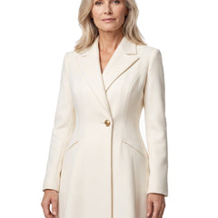 Erna Women's Notched Lapel Fit-and-Flare Maxi Coat in ivory