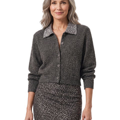 Esther-Patricia Women's Sequin Collar Ribbed Sweater Dress in gray