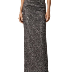 Women's grey sequin high-waist maxi skirt