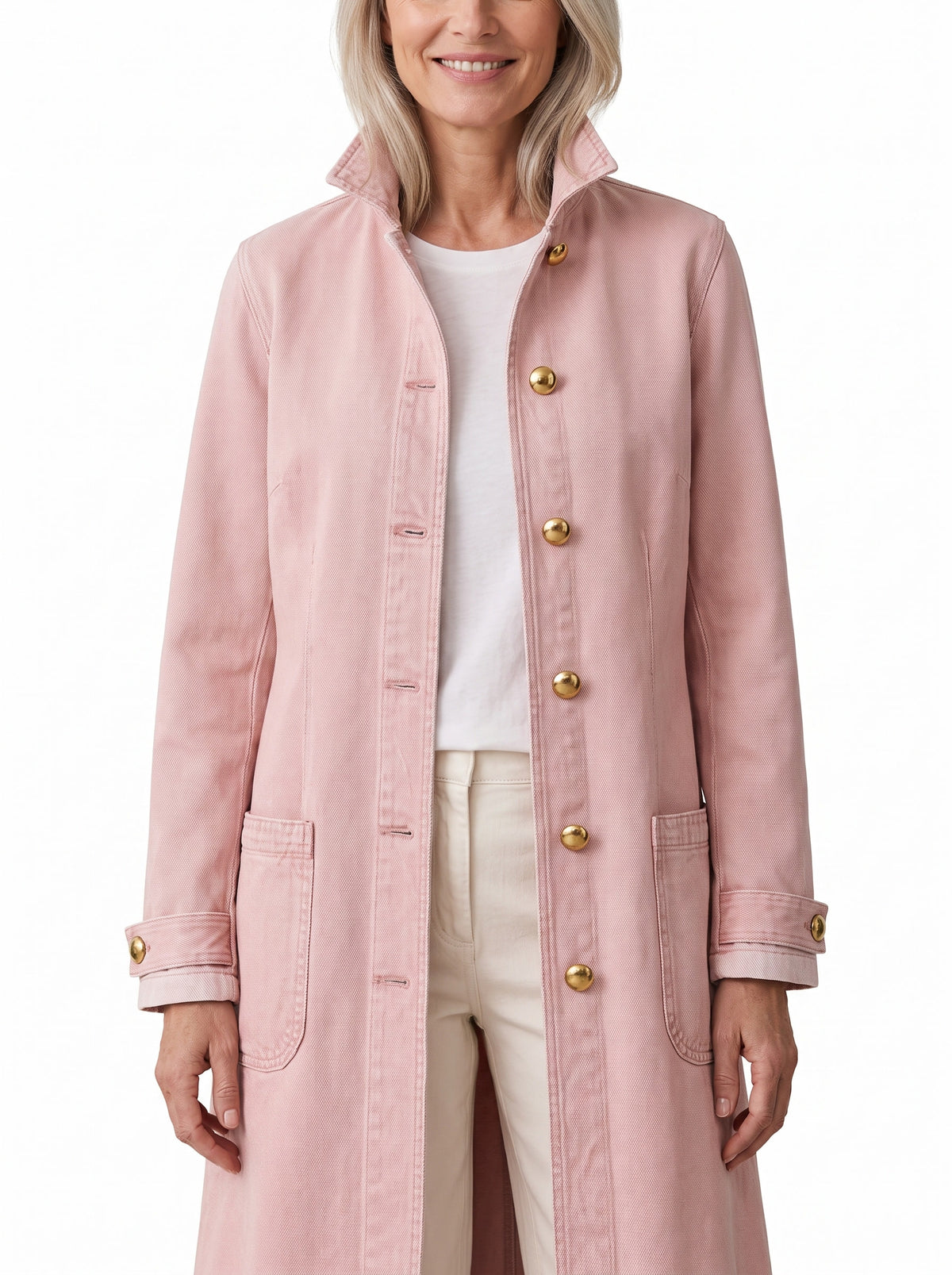 Women's Blush Denim Duster Coat