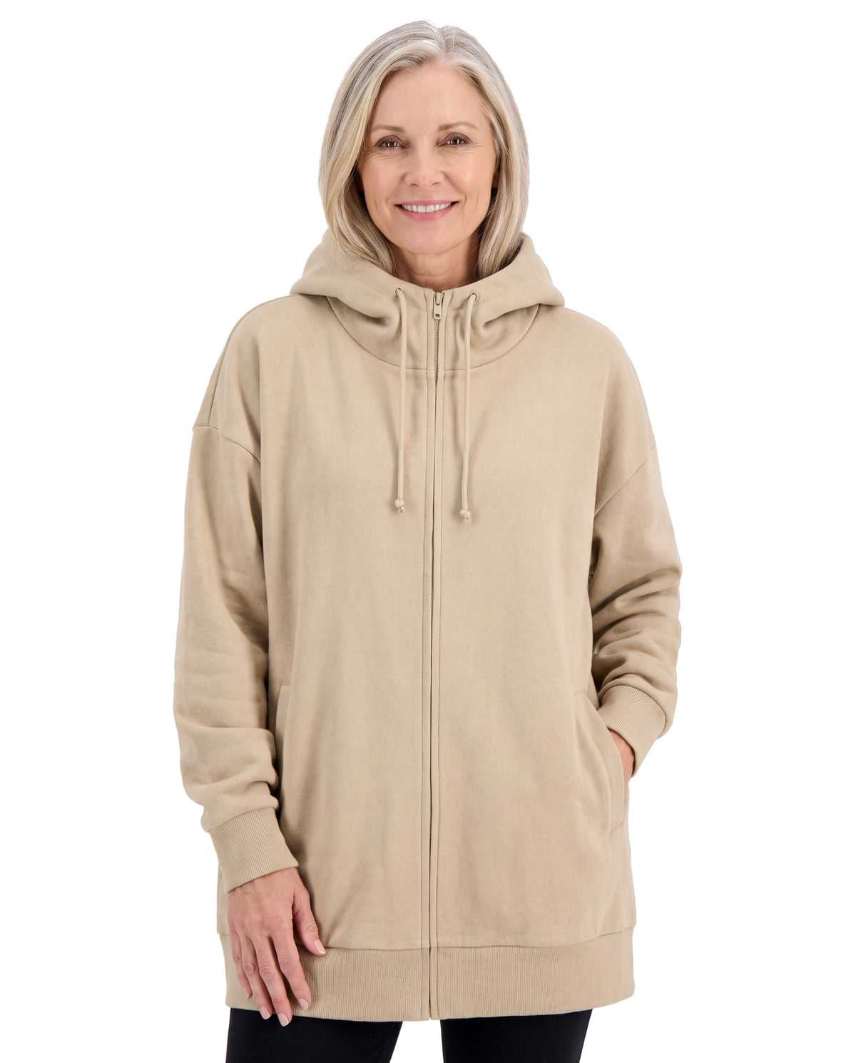 Nadine Women's Oversized Full-Zip Hoodie in Khaki
