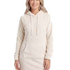 Lorraine-Lucille Women's Hooded Fleece Mini Dress in Ivory