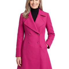 Renata-June Women's Double-Breasted Trench Coat in Fuchsia
