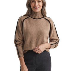 Bernadette-Juliet Women's Fitted Ribbed Jumper in Brown