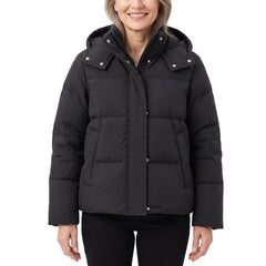 Ivy-Valerie Women's Hooded Puffer Jacket in Classic Black