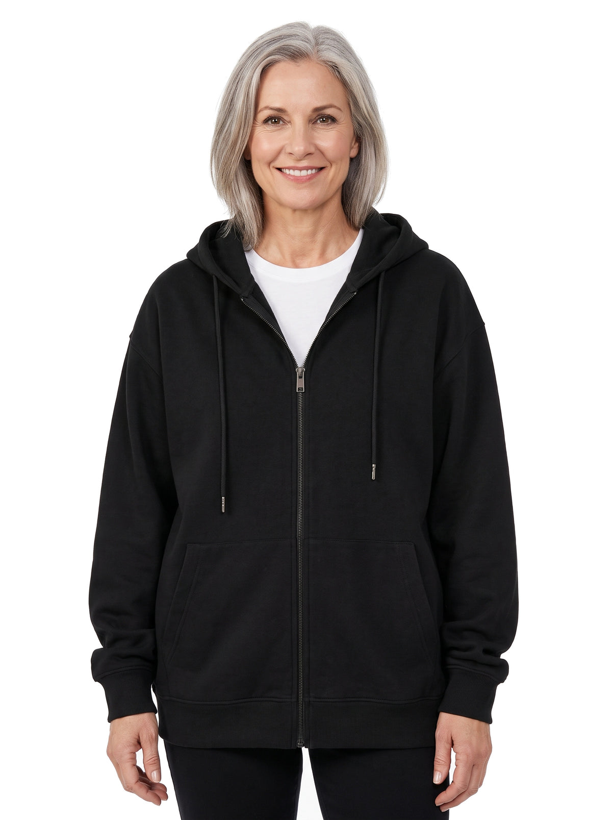 Frida Women's Oversized Zip-Up Hoodie in Black