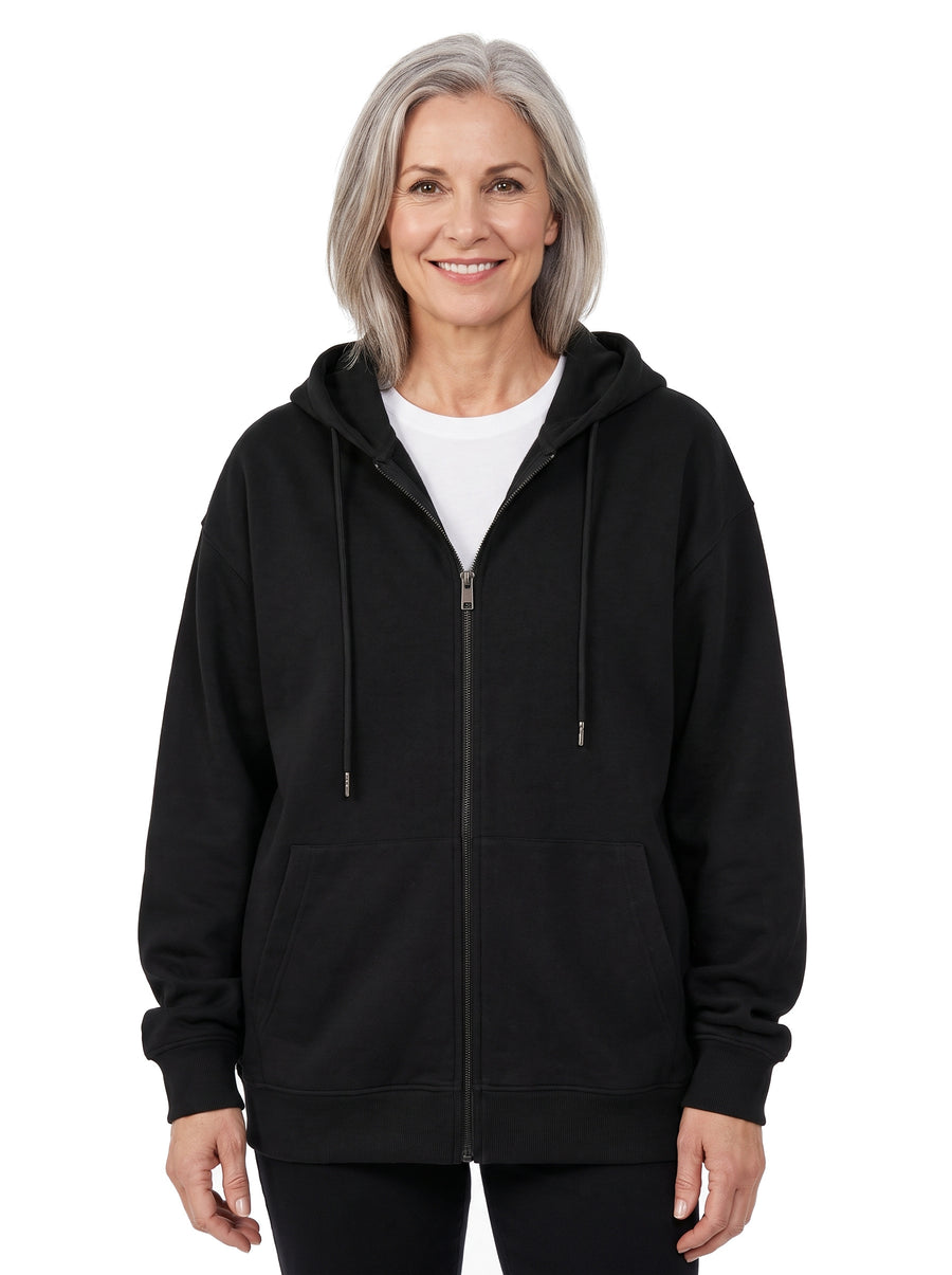 Frida Women's Oversized Zip-Up Hoodie in Black