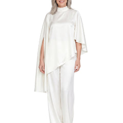 Veronica Women's Satin Cape Top and Wide-Leg Trouser Two-Piece Set
