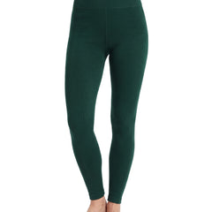 Irene Women's Fleece-Lined High-Waist Leggings in green worn by a model, studio shot